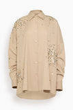 Dries Van Noten Casia Embroidered Shirt in Sand