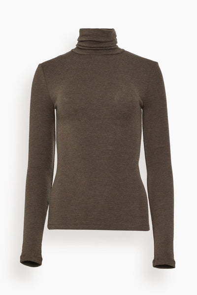 Fine Wool Turtleneck in Brown Melange