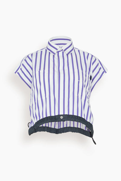 Thomas Mason / Cotton Poplin Shirt in Purple Stripe