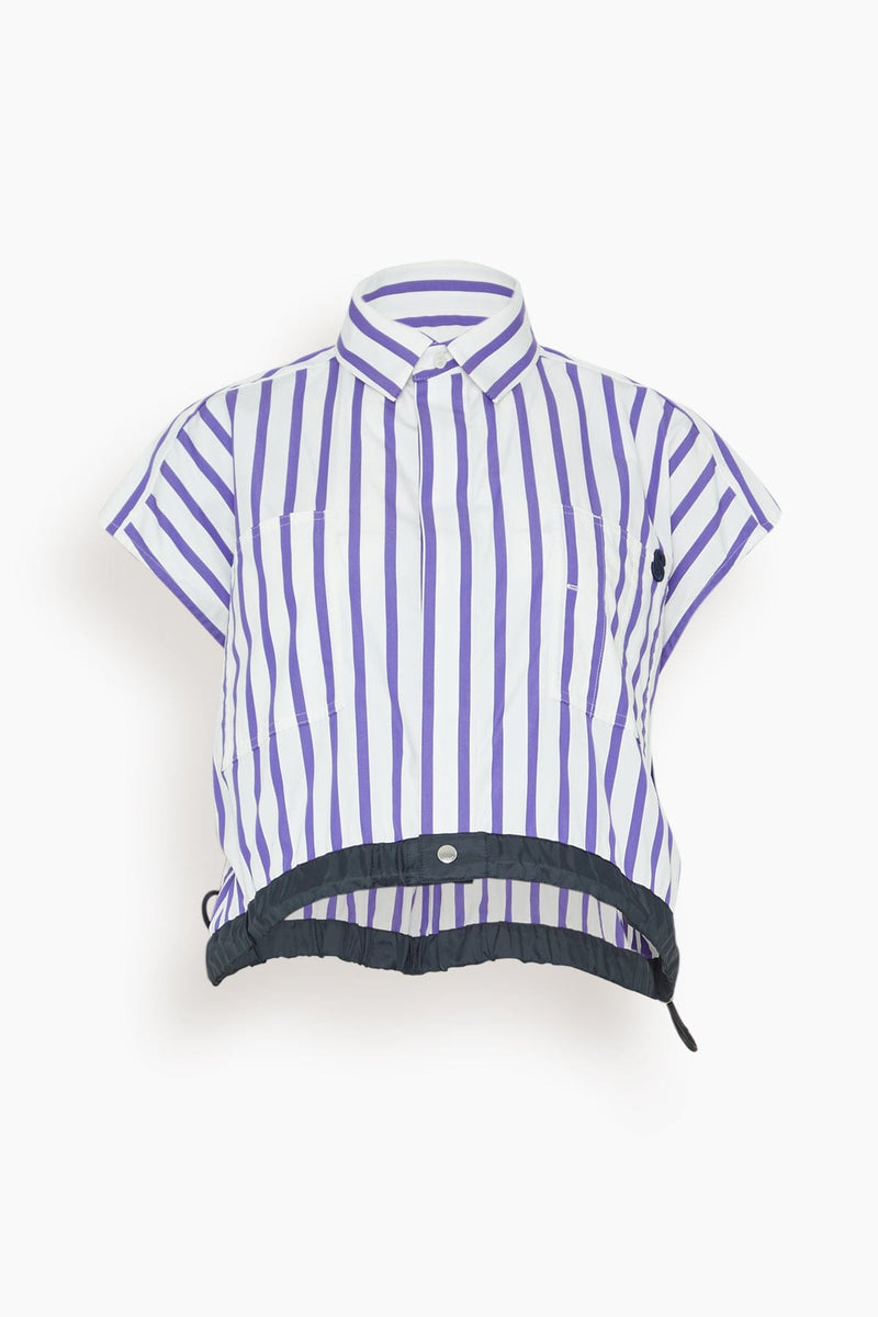 Sacai Thomas Mason / Cotton Poplin Shirt in Purple Stripe