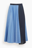 Poplin Skirt in Blue Stripe x Navy