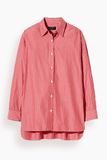 Nili Lotan Yorke Shirt in Red and White Stripe