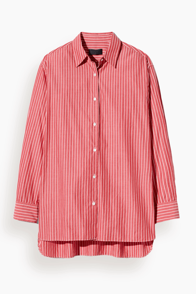 Nili Lotan Yorke Shirt in Red and White Stripe