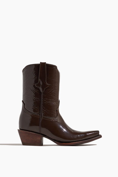 Mocha Patent Shorty Boot in Coffee