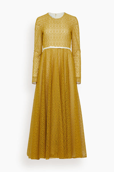 Ribbon Macrame Dress in Mustard