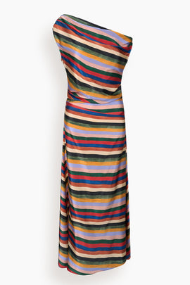 Phare Silk Maxi Dress in Artist Stripe