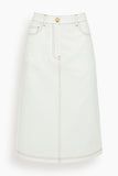 Toteme Skirts Tumbled Cotton Midi Skirt in White Toteme Tumbled Cotton Midi Skirt in White