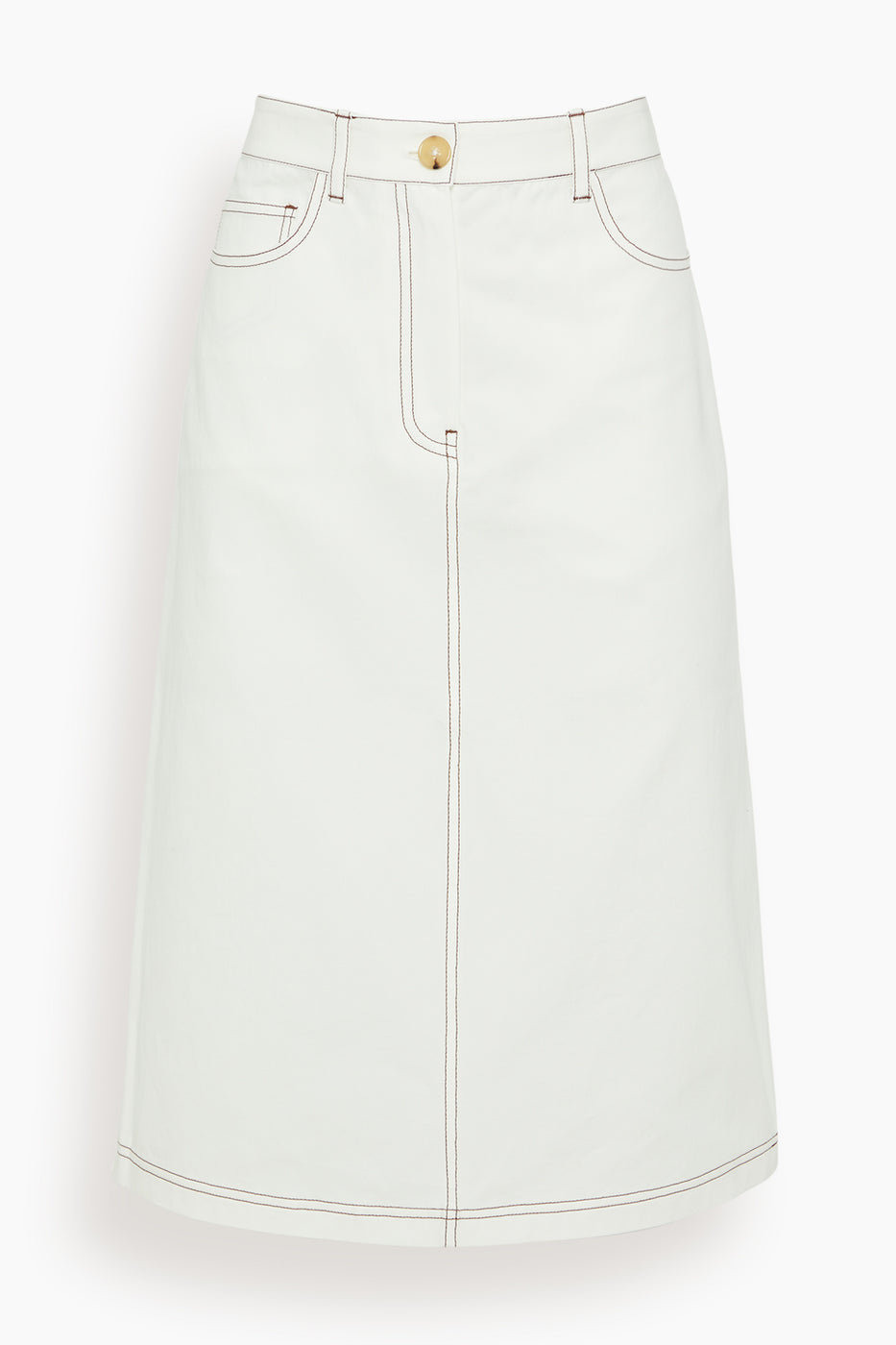 Toteme Skirts Tumbled Cotton Midi Skirt in White Toteme Tumbled Cotton Midi Skirt in White