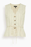 Rag And Bone Paulette Stripe Vest in White Stripe