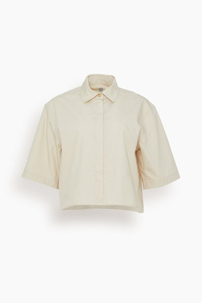 Cropped Cotton-Poplin Shirt in Stone
