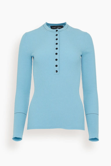 Proenza Schouler Sweaters Agnes Henley Sweater in Light Blue Proenza Schouler Agnes Henley Sweater in Light Blue