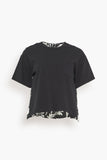 Sacai Tops Floral Print Cotton Jersey T-Shirt in Black