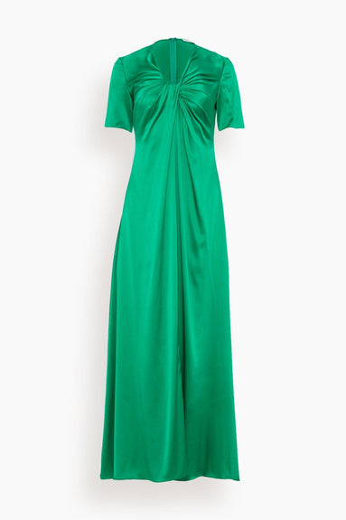 Rosetta Getty Dresses Twist Front Short Sleeve Gown in Emerald