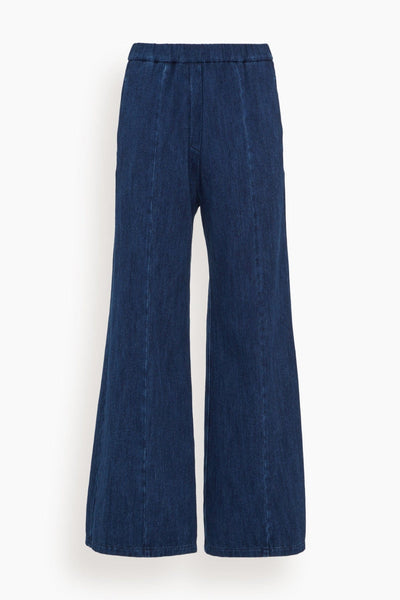 Calvary Cotton Denim Palazzo Pants in Indaco