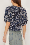 Apiece Apart Caminitas Puff Sleeve Top in Batik Geo Indigo