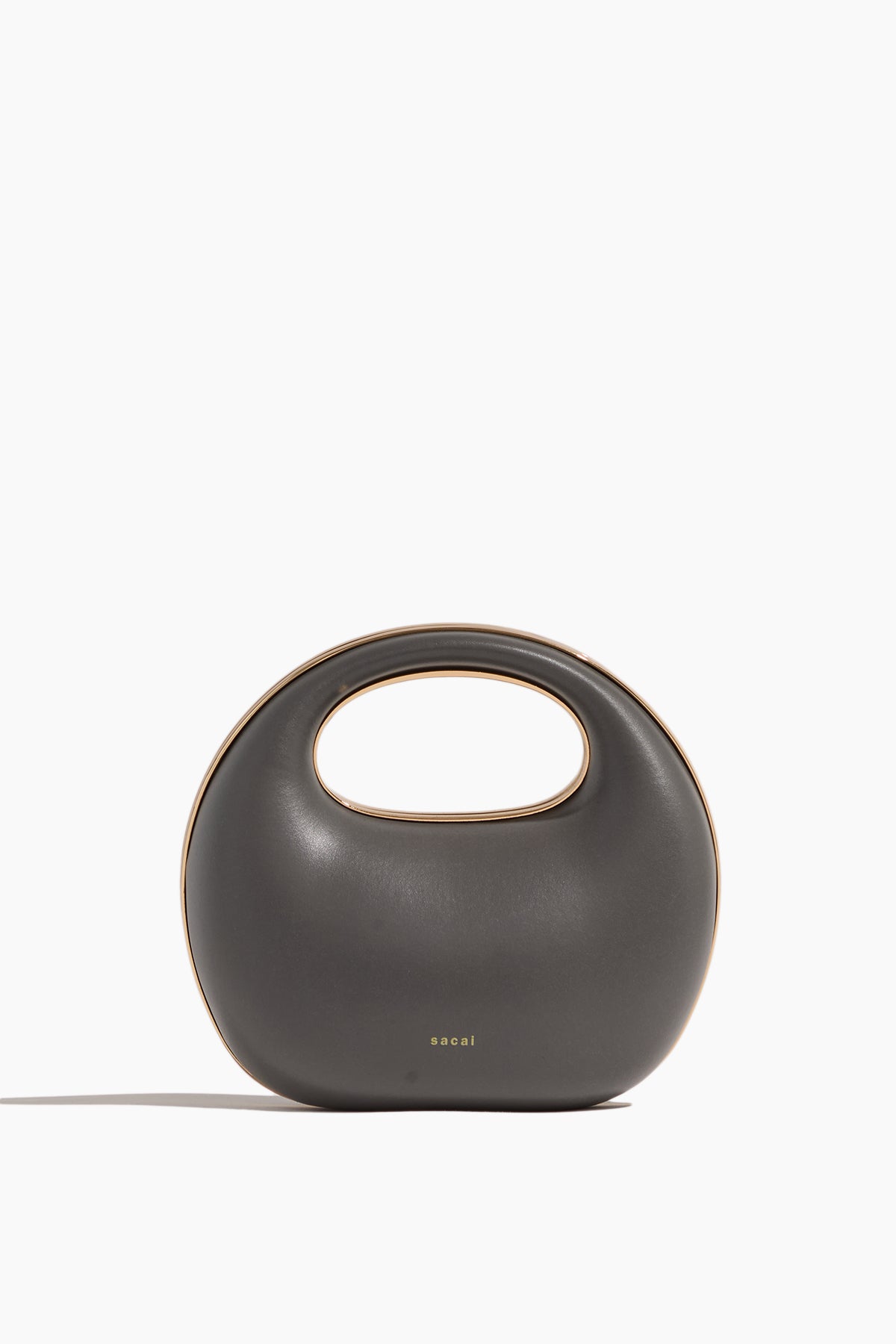 Sacai Leather Round Bag in Gray