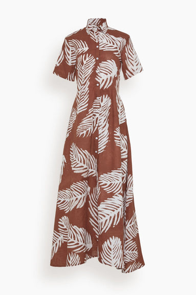 Studio 189 Dresses Hand-Batik Cotton Long Shirt Dress in Brown