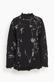 R13 Distressed Oversized Sweater in Black with Crystals and Pins