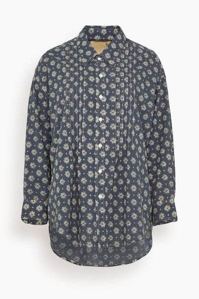 Pintuck Dropneck Shirt in Airy Indigo Blossom