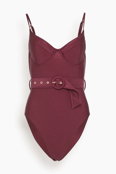 Noa Belted Bustier One Piece in Sangria