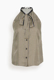 Checked Coolness Blouse in Pepita Mix Khaki