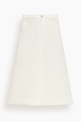 Denim Midi Skirt in Stone White