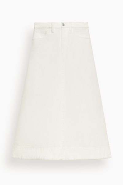 Denim Midi Skirt in Stone White