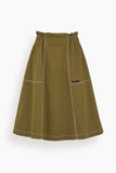 Marni Gathered Waist Midi Skirt in Musk