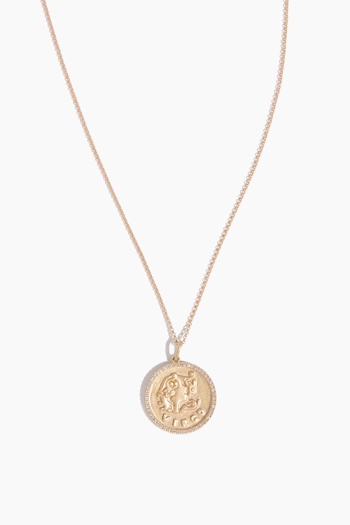 Stoned Fine Jewelry Necklaces Virgo Zodiac Pendant Necklace in 14k Yellow Gold Stoned Fine Jewelry Virgo Zodiac Pendant Necklace in 14k Yellow Gold