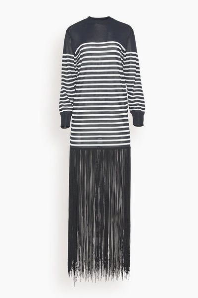 Torino Dress in Black/Ivory Stripe