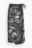 Forte Forte Skirts Pearl Suite Embroidery Taffeta Sarong Skirt in Nero Pearl Suite Embroidery Taffeta Sarong Skirt in Nero