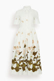 Erdem Dresses Short Sleeve Midi Shirt Dress in Elena Selvedge White Short Sleeve Midi Shirt Dress in Elena Selvedge White