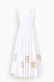 Staud Wells Dress in White Embroidery