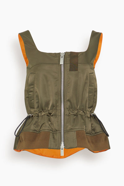 Nylon Twill Tank Top in Dark Khaki