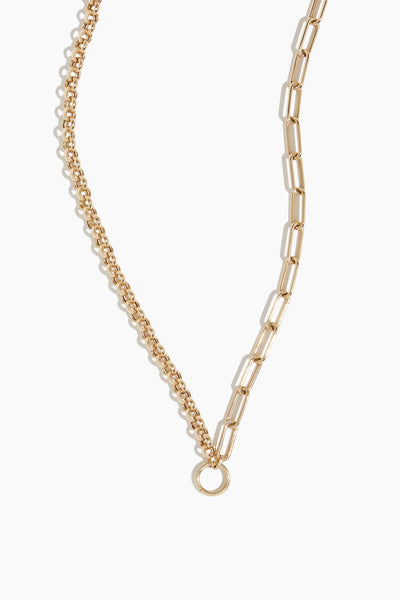 Mix Link Pendant Chain Necklace in 14k Yellow Gold