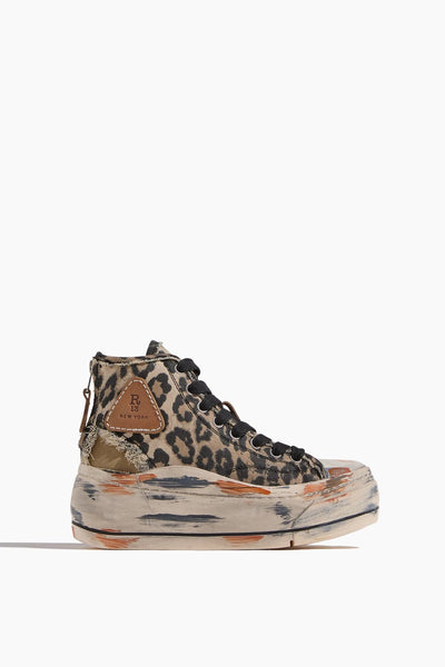 Kurt High Top Sneaker in Distressed Light Leopard