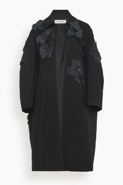 Rami Embroidered Coat in Black