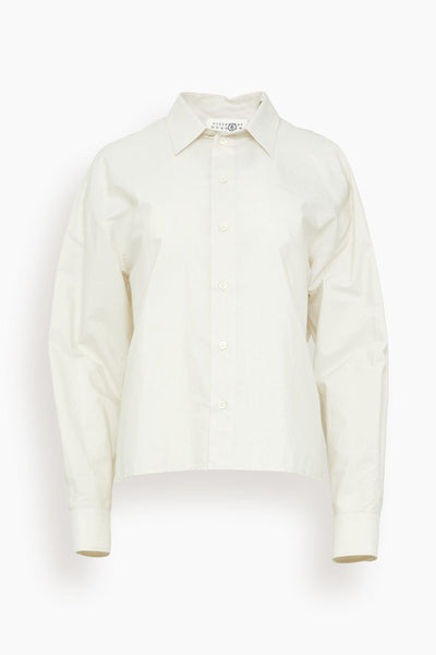 Long Sleeved Shirt in Pinstripes White/Beige