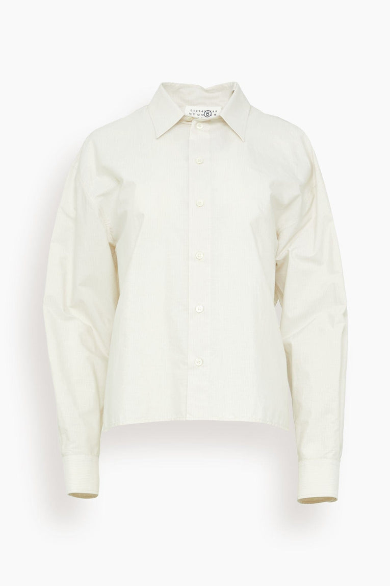 MM6 Maison Margiela Tops Long Sleeved Shirt in Pinstripes White/Beige Long Sleeved Shirt in Pinstripes White/Beige