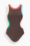 Staud Dolce One Piece in Dark Chocolate Multi