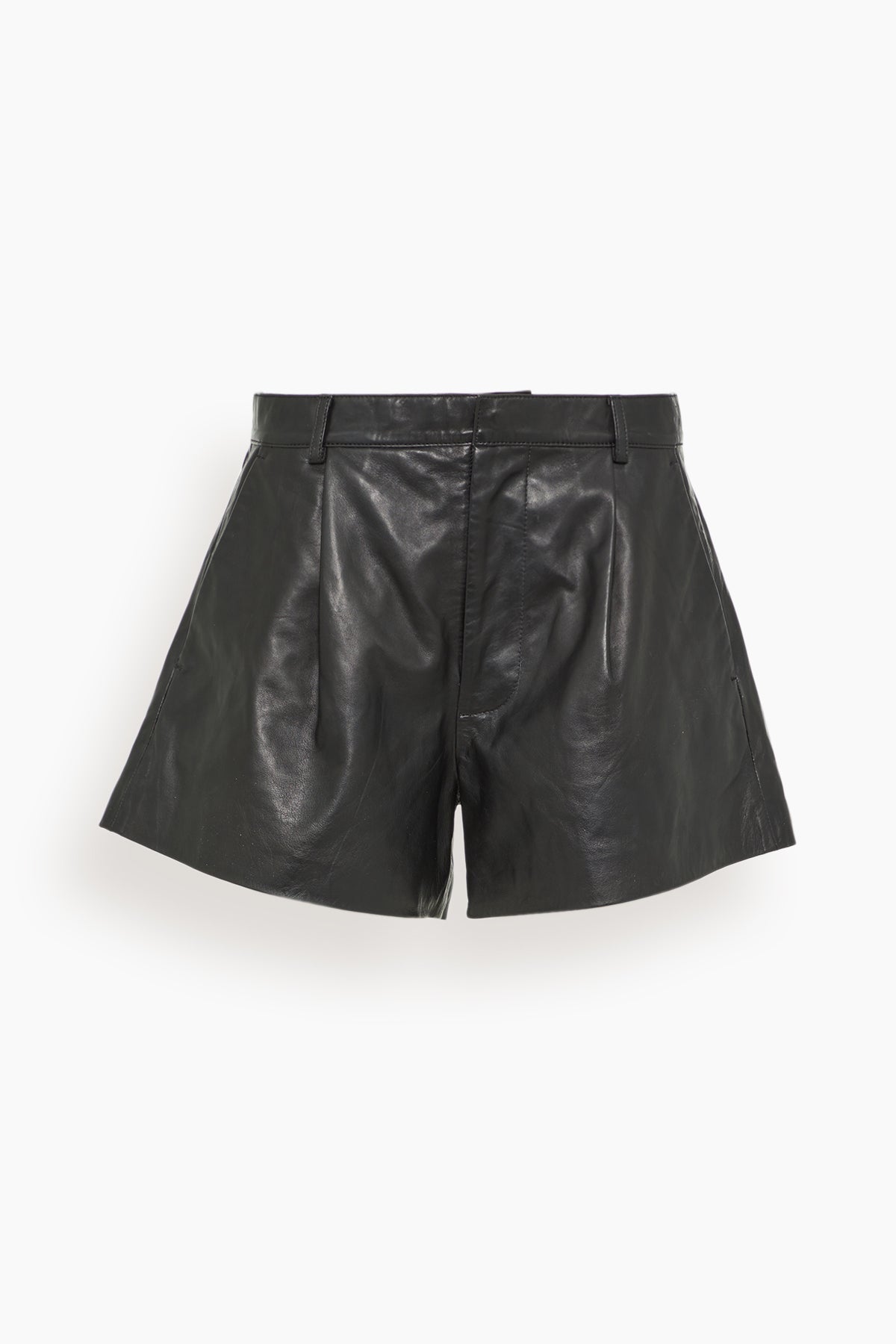 R13 Wide Leg Leather Shorts in Black