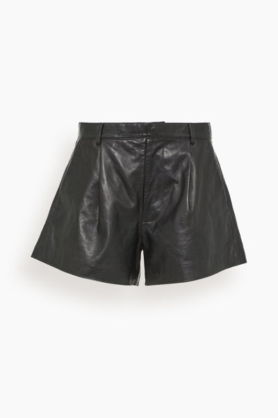 Wide Leg Leather Shorts in Black