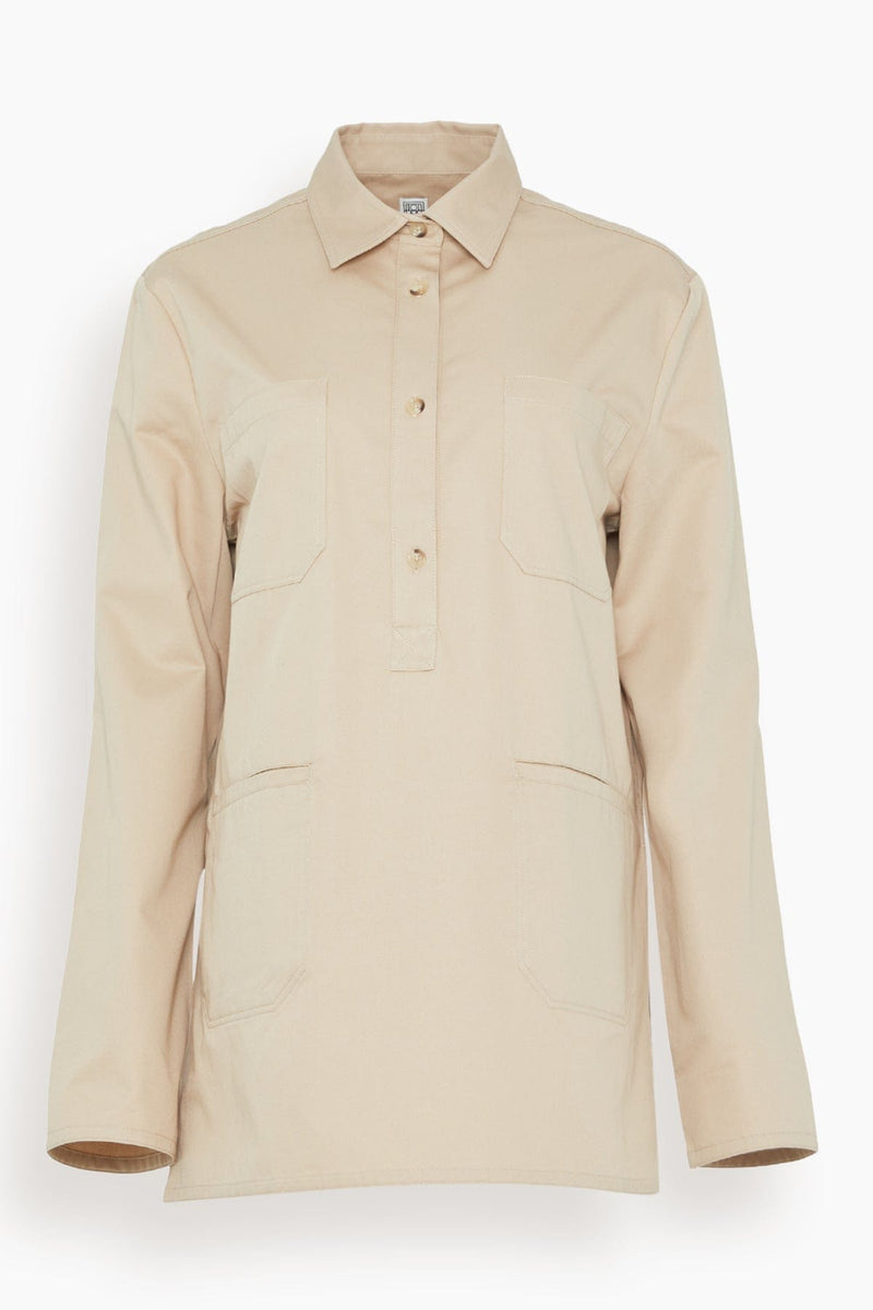 Toteme Cotton-Twill Pocket Shirt in Overcast Beige – Hampden Clothing