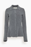 Rohe Waisted Rib Cardigan in Dark Grey Melange