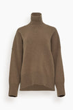 Rohe Sweaters Classic Turtleneck Jumper in Taupe Melange