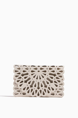 Mccall Laser Cut Leather Clutch in Cream