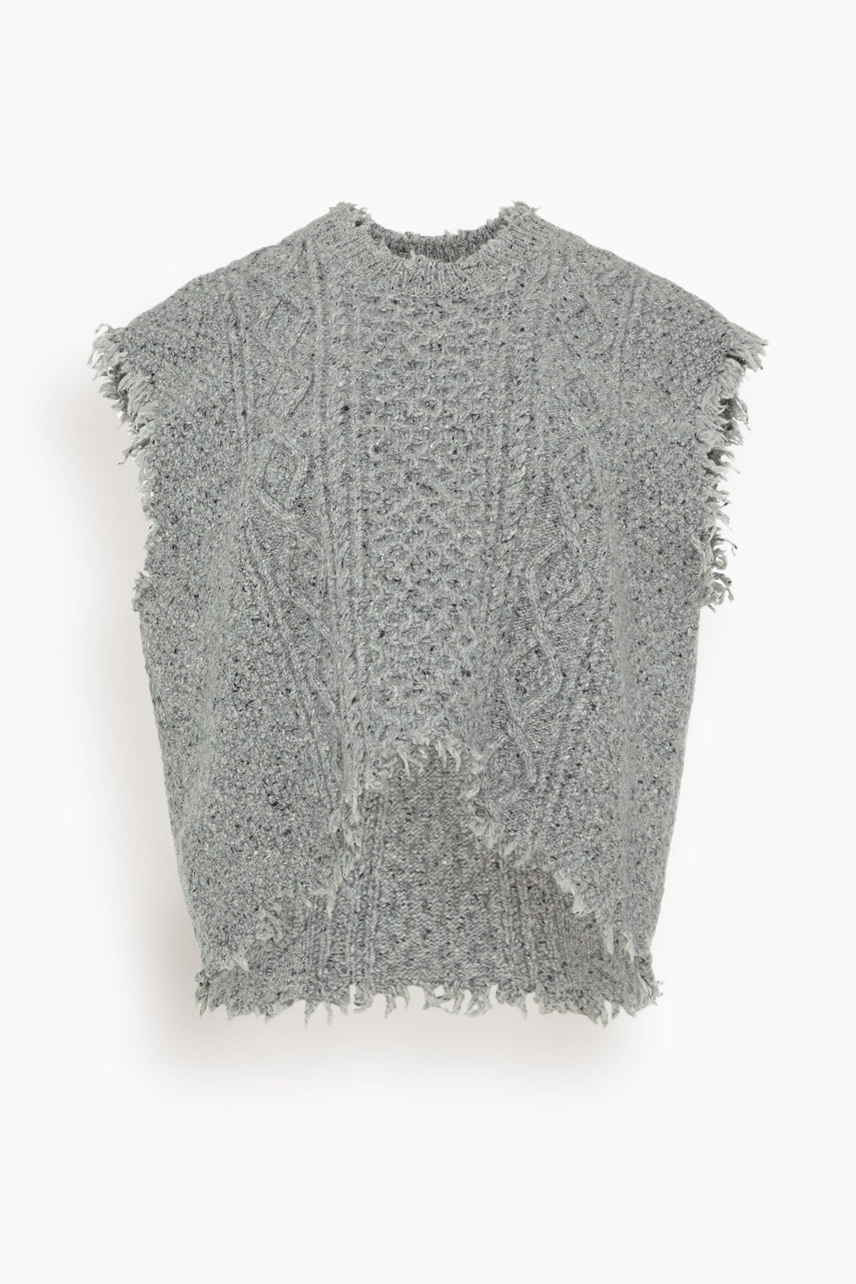 R13 Boyfriend Cable Sweater Vest in Heather Grey Tweed
