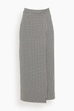 Rosetta Getty Skirts Gingham Pull-On Wrap Front Skirt in Black/White