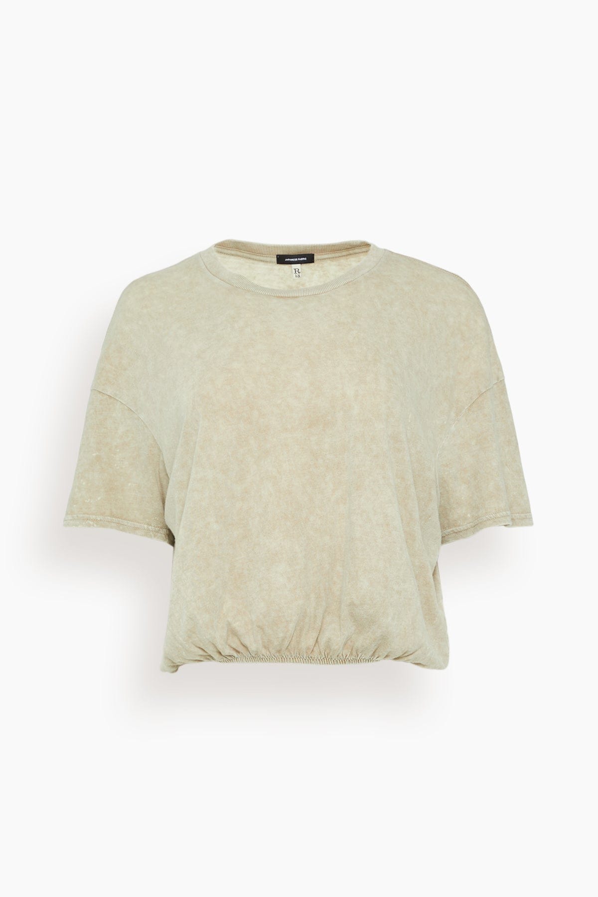 R13 Gathered Hem T in Khaki Acid Stone