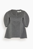 Rohe Sculptural Double-Faced Top in Mid Grey Melange